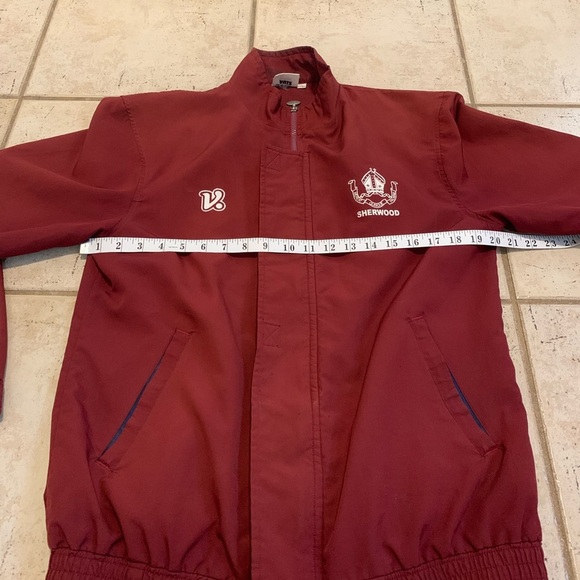 💜 Vintage VATS Sherwood Soccer Team Jacket Windbreaker Maroon/Burgundy Size L - Picture 8 of 10